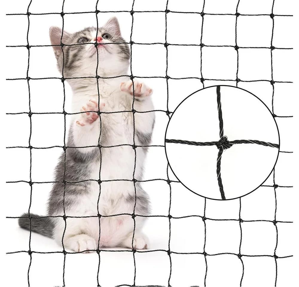 TUWENA Schutznetz Katzennetz für Balkon, Biss- und Reißfestes Balkonnetz, UV-beständig, Katzennetz Drahtverstärkt mit Befestigungsseil, Nägel, Kabelbinder - Bild 2