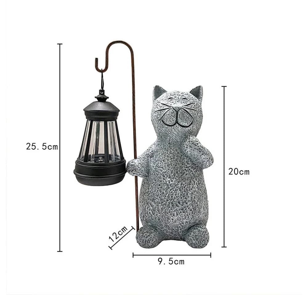 TUWENA LED Solarleuchte Katze Gartenfigur mit Solar Laterne