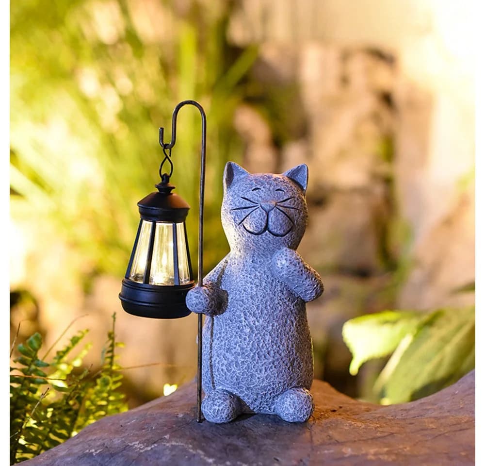 TUWENA LED Solarleuchte Katze Gartenfigur mit Solar Laterne - Bild 2