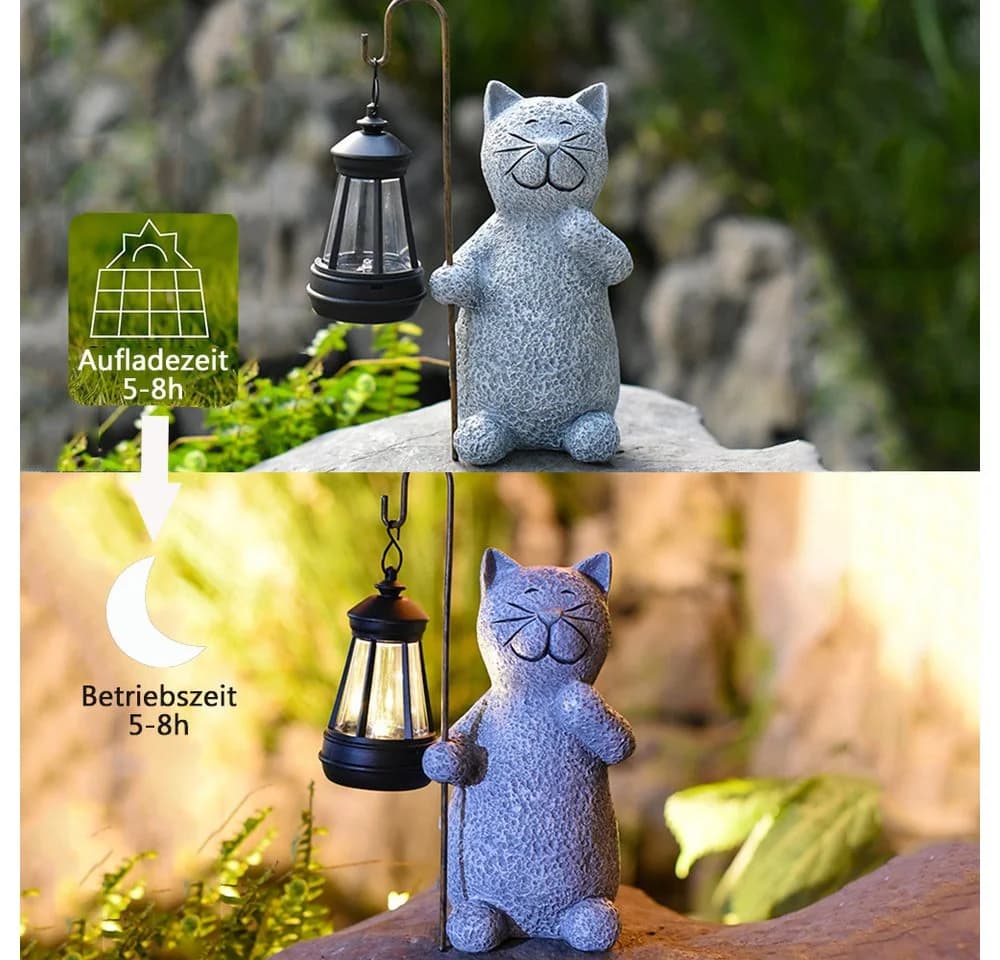 TUWENA LED Solarleuchte Katze Gartenfigur mit Solar Laterne - Bild 4