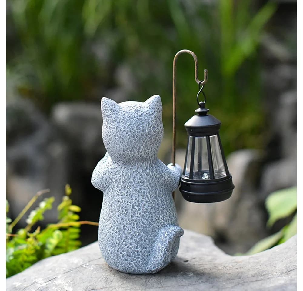 TUWENA LED Solarleuchte Katze Gartenfigur mit Solar Laterne - Bild 5