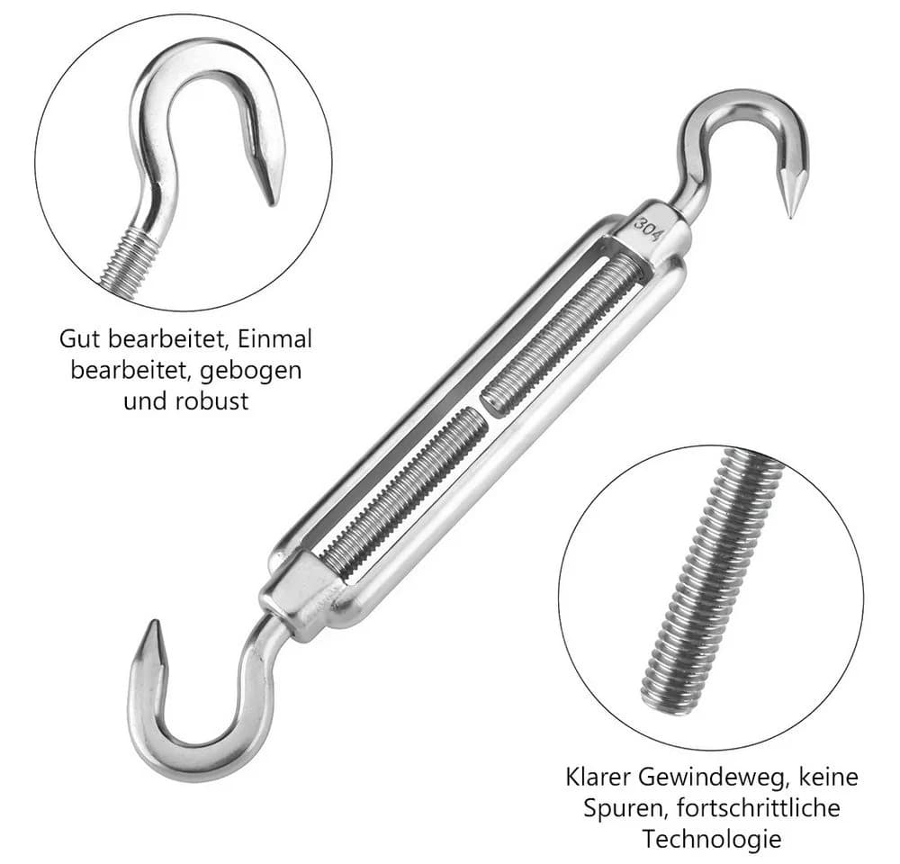 TUWENA Sonnensegel Befestigung Kit Edelstahl Tragfähigkeit 99kg
