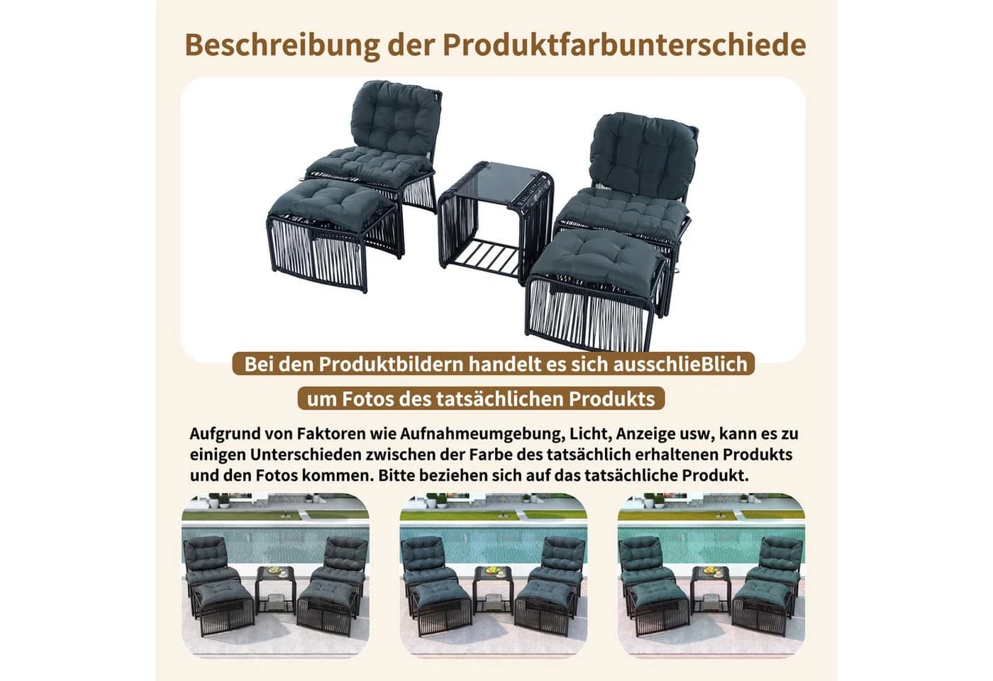 Celya Gartenlounge-Set 5-tlg. Schwarz/Grau PE-Rattan mit Glasplatte - Bild 3