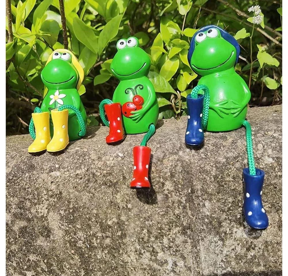 TUWENA Gartenfigur 3 Stück Frosch Tiere Garten Statuen Deko - Bild 2