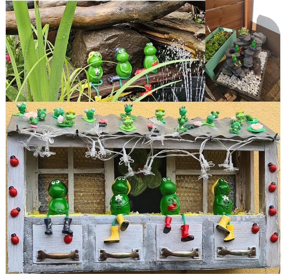 TUWENA Gartenfigur 3 Stück Frosch Tiere Garten Statuen Deko - Bild 4