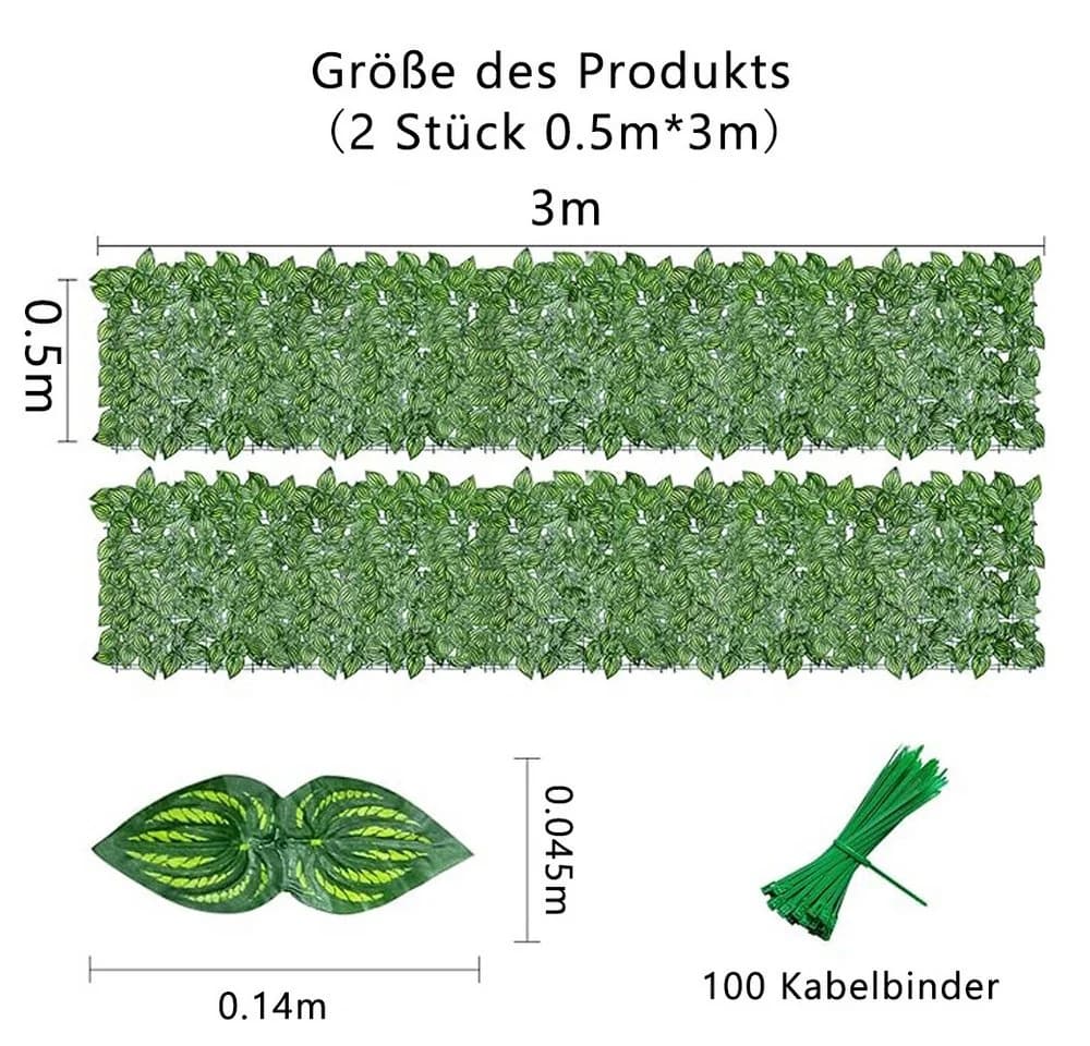 TUWENA Sichtschutzzaun Künstlicher Efeu Grün