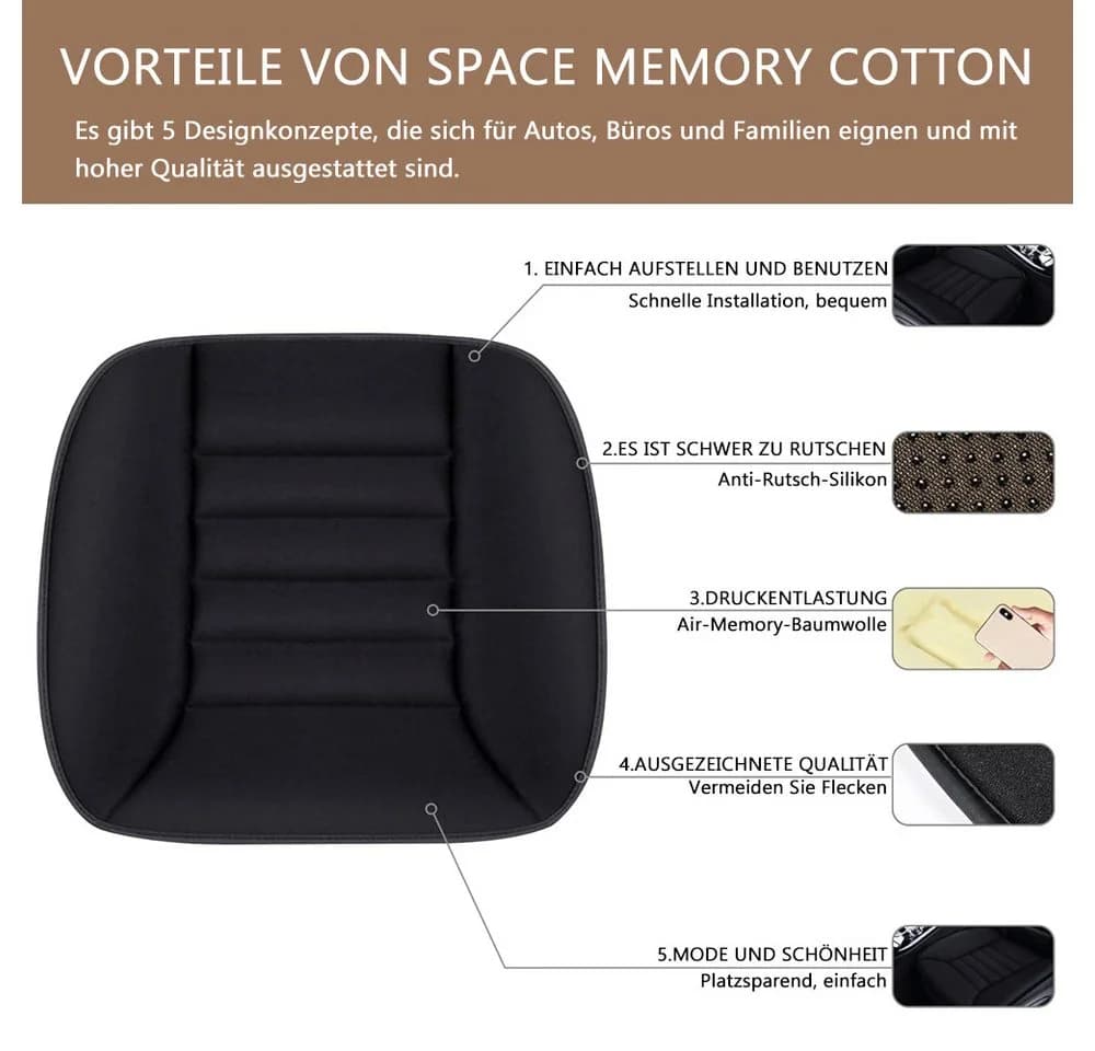 TUWENA Auto Sitzkissen Ergonomisch Orthopädisch Schwarz - Bild 3