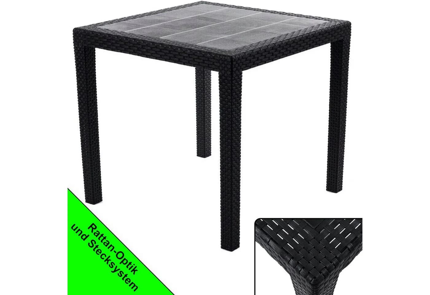 Progarden Gartentisch Anthrazit Kunststoff Rattanoptik - Bild 2