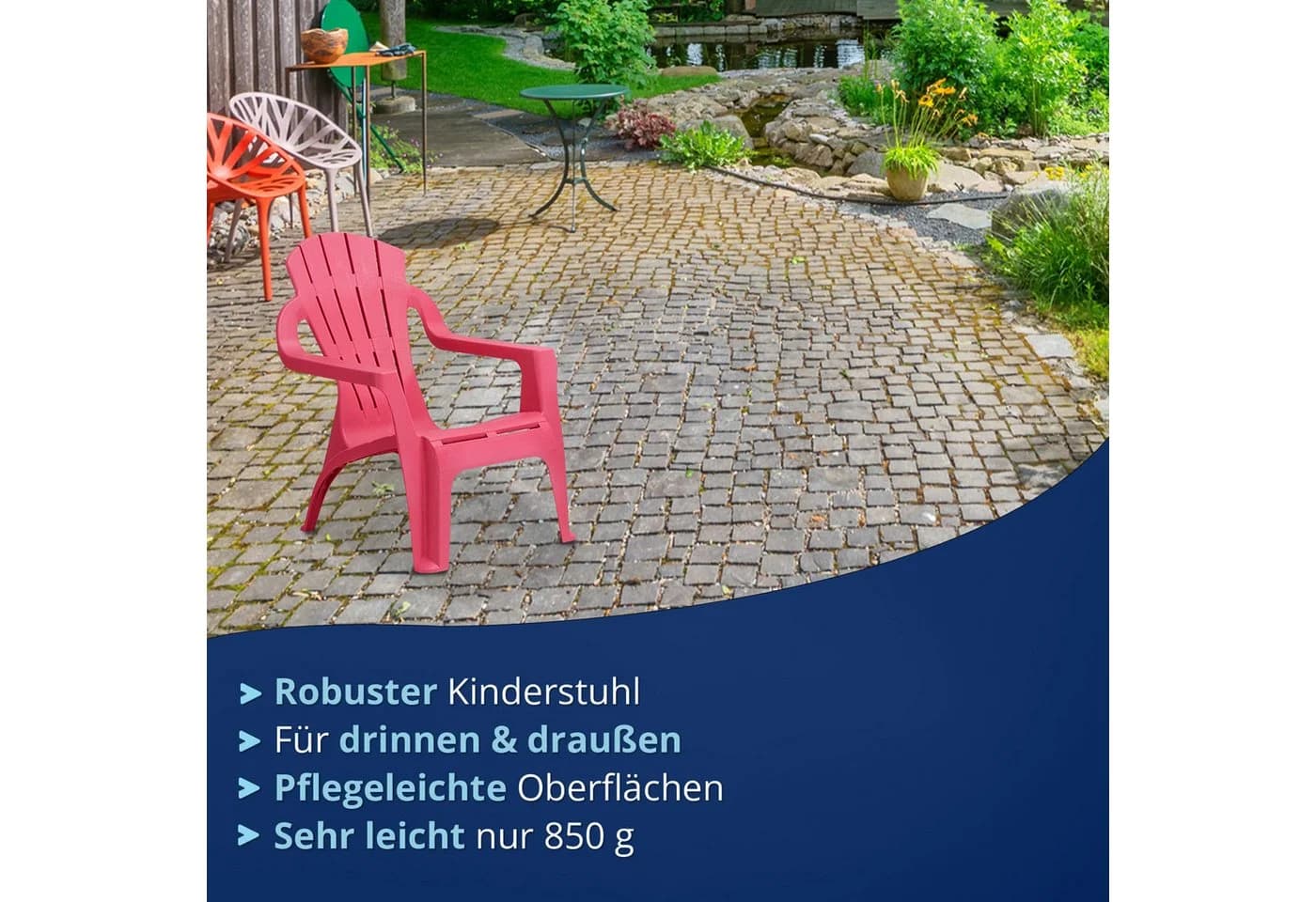 KHG Kinderstuhl Gartenstuhl Pink Stapelbar mit Armlehnen