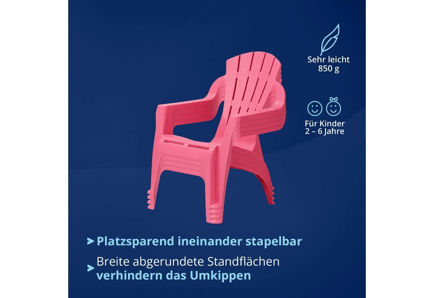 KHG Kinderstuhl Gartenstuhl Pink Stapelbar mit Armlehnen - Bild 4