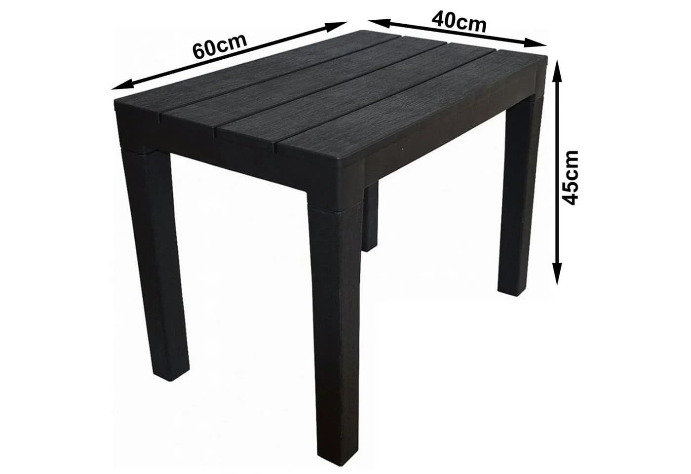 Progarden Gartentisch Kunststoff Schwarz UV-Beständig Wetterfest