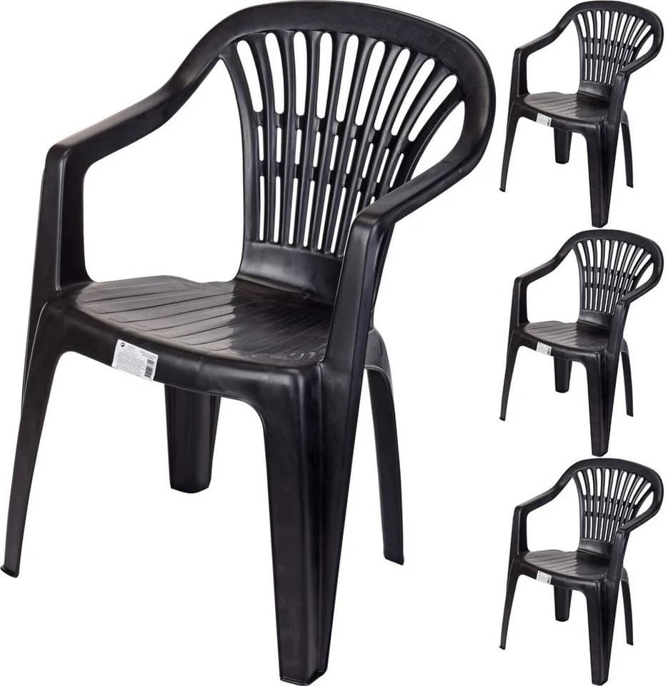 Progarden Gartenstuhl Anthrazit Stapelbar 4er Set UV-beständig - Bild 2