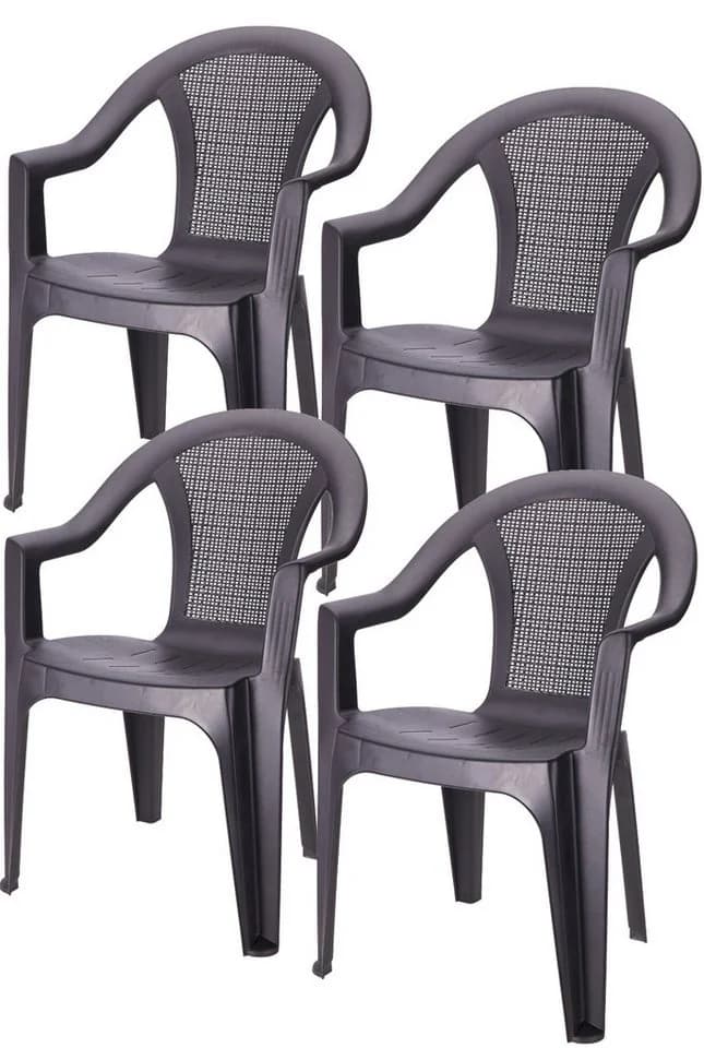 Progarden Gartenstuhl Anthrazit Stapelbar 4er Set UV-beständig