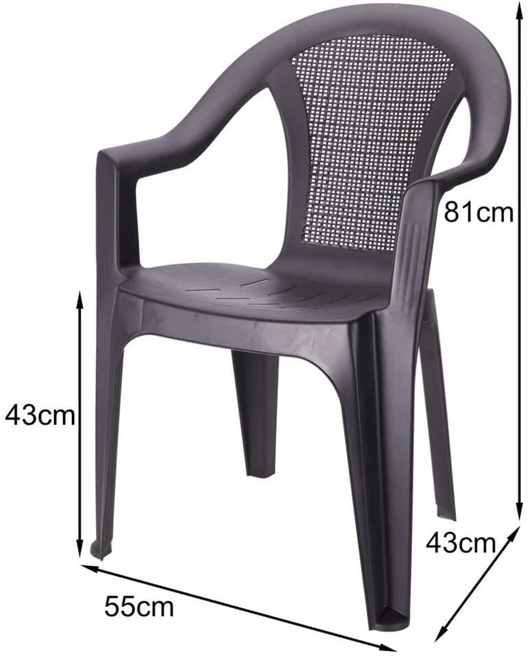 Progarden Gartenstuhl Anthrazit Stapelbar 4er Set UV-beständig - Bild 3