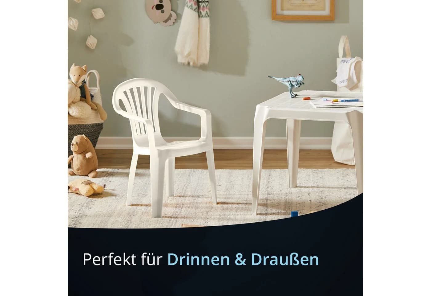 Ipae-Progarden Kinderstuhl Weiß Vollkunststoff Stapelbar Monoblock