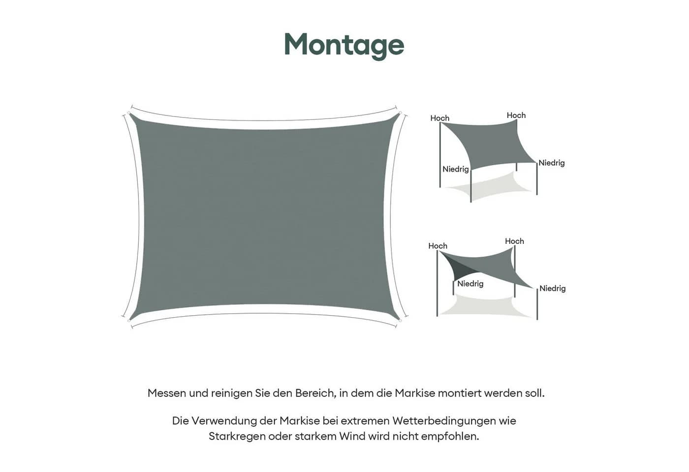 CkeyiN Pro Sonnensegel Grau Rechteckig Wasserdicht UV-Schutz - Bild 5