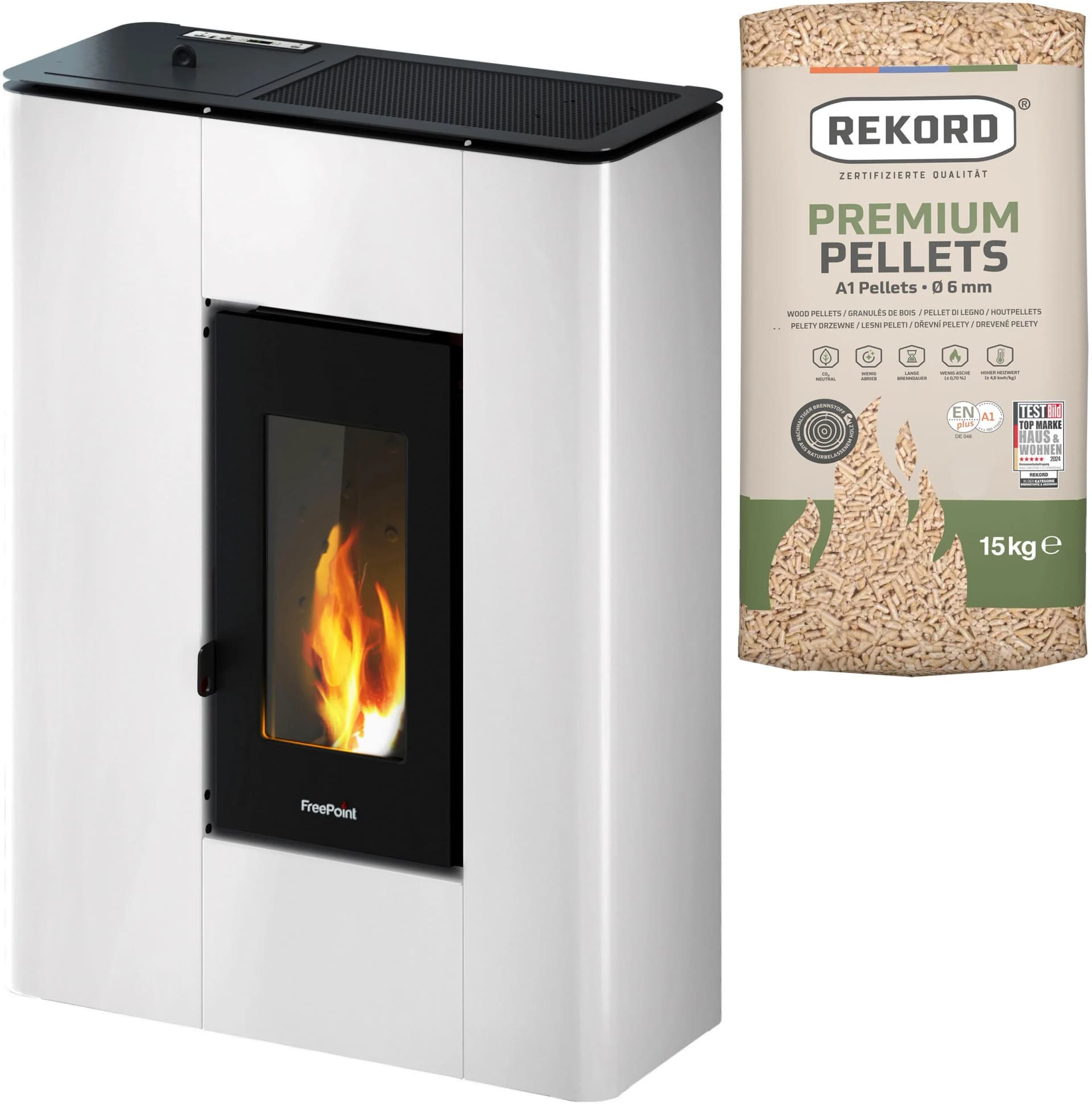 Pelletofen FREEPOINT Atrium 5 Weiß Pellets