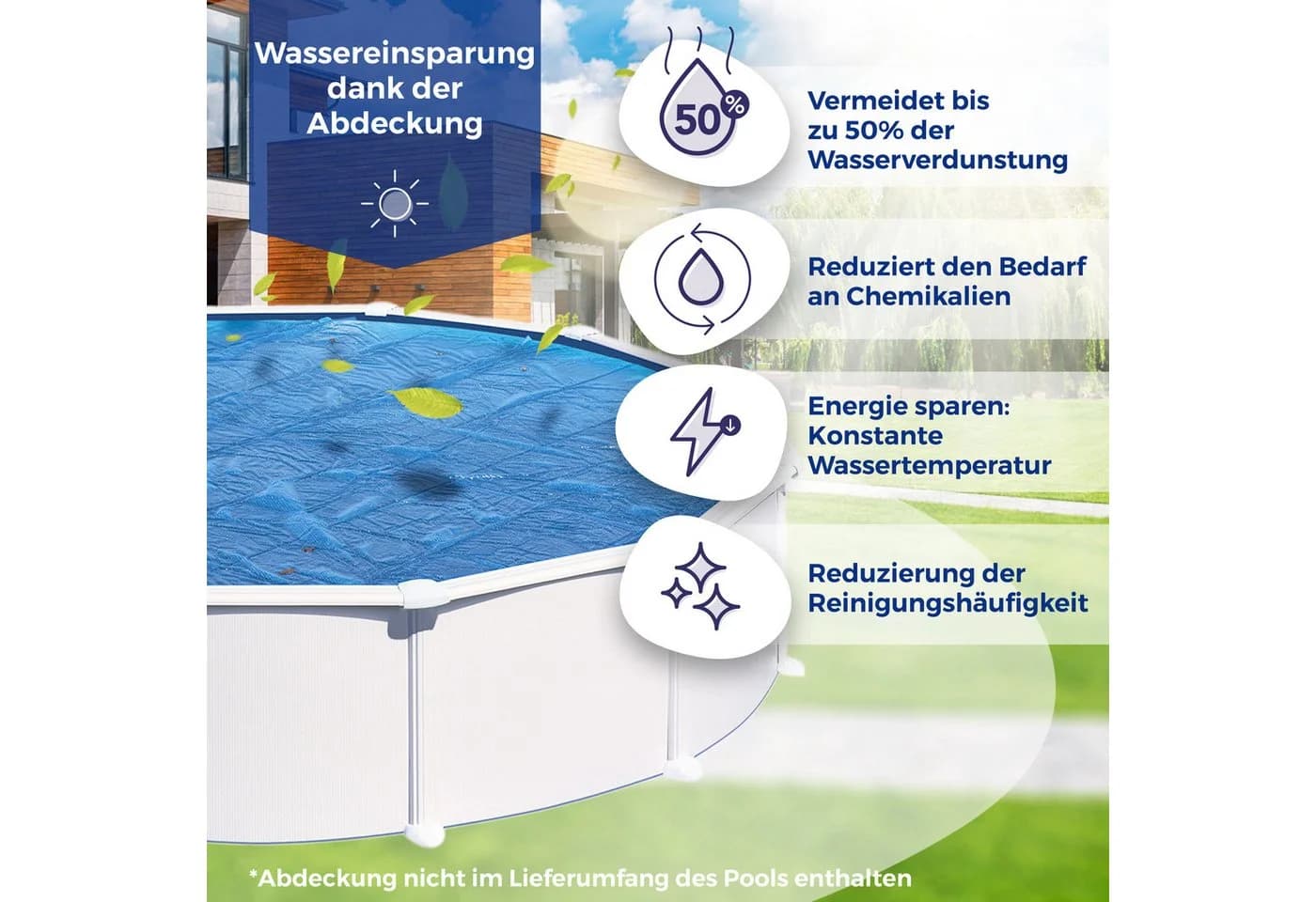 GRE Pool-Abdeckplane Sommer blau PE 370x620cm - Bild 5