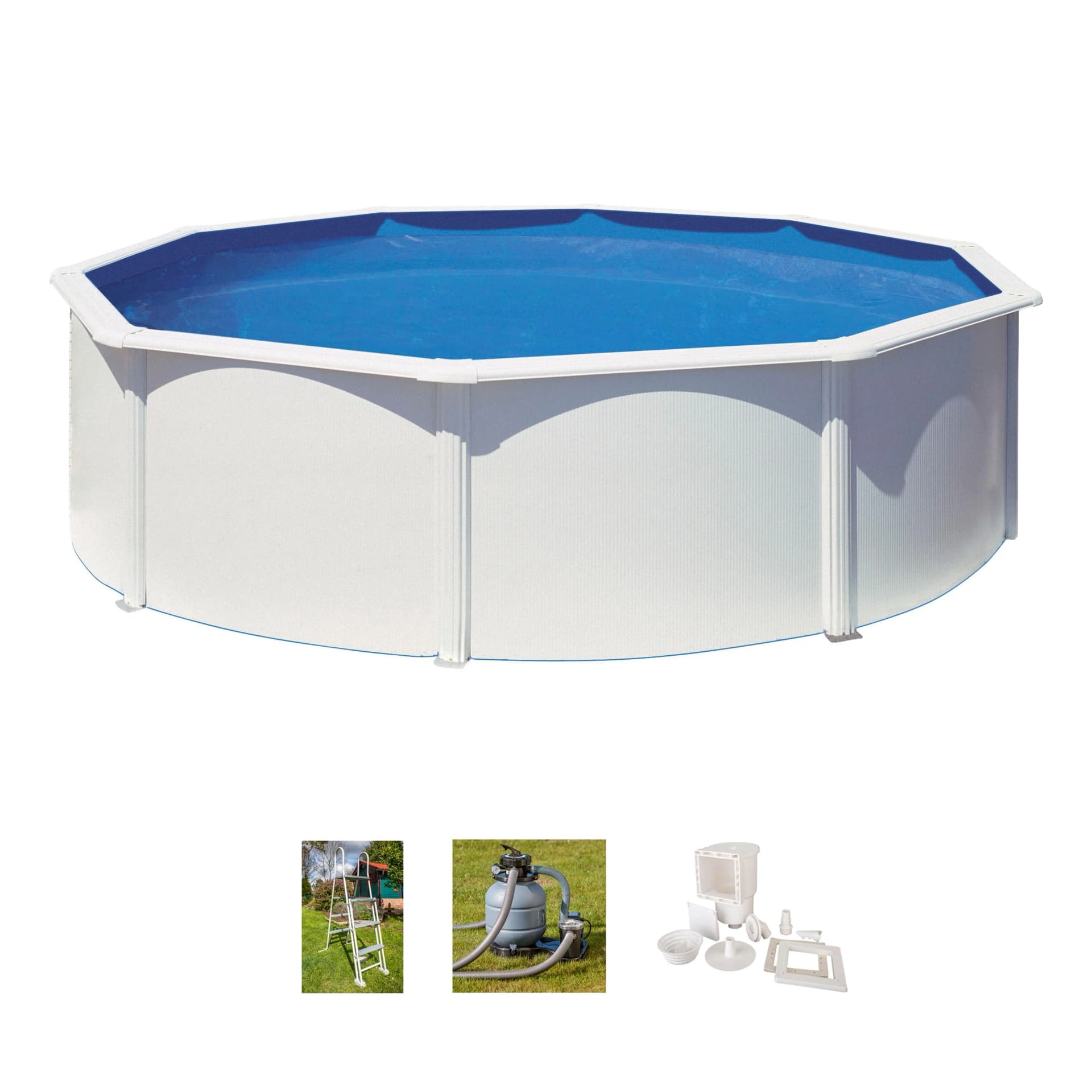 GRE Rundpool FIDJI Stahlwandbecken mit Sandfilter & Leiter
