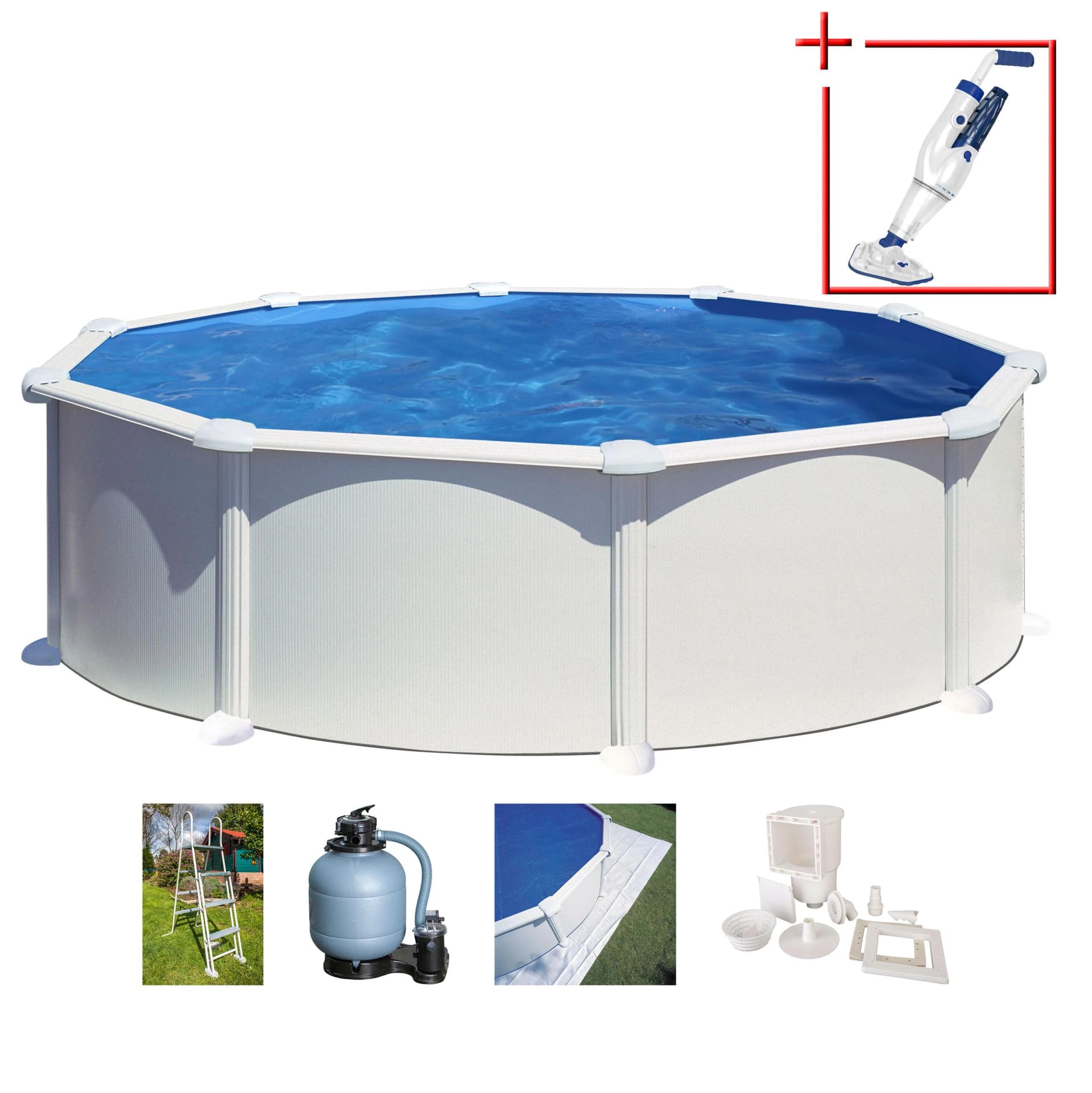 Rundpool aus Stahl und PVC in Weiß und Blau - Bild 2