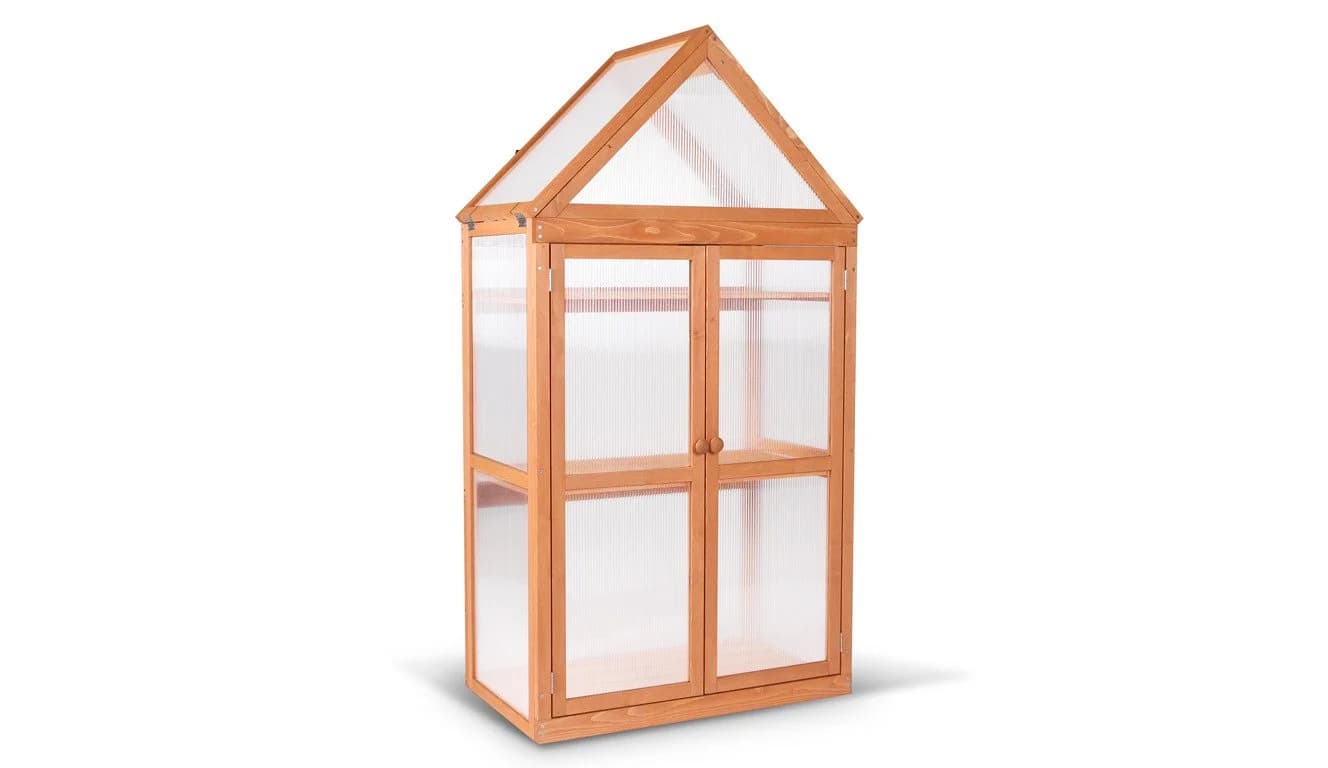 MCombo Anlehngewächshaus 3 Ebenen Tannenholz Polycarbonat - Bild 2