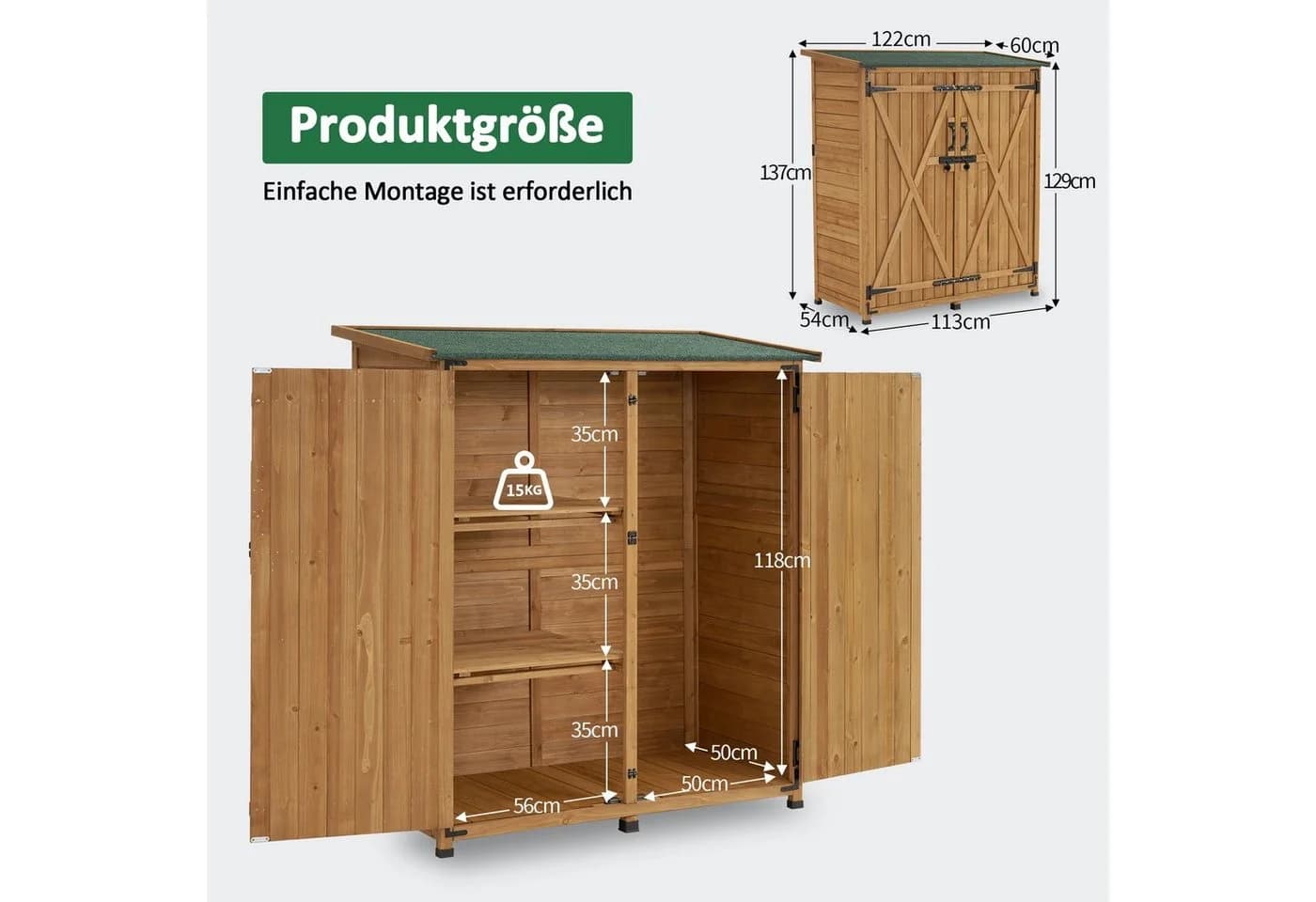 MCombo Gartenschrank Gerätehaus M Holz Wetterfest - Bild 4
