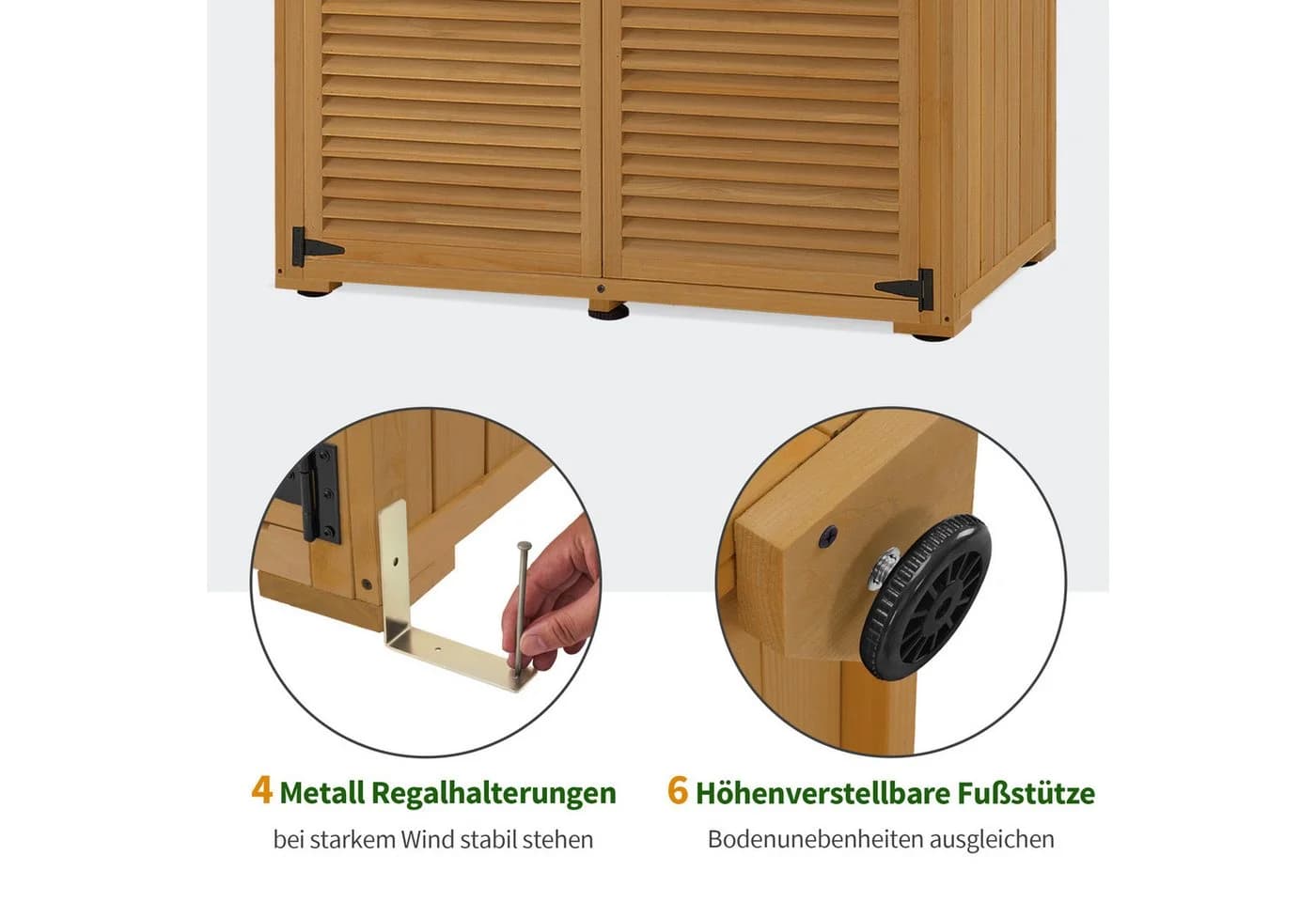 MCombo Gartenschrank Holz Wetterfest 127x59x168 cm - Bild 4