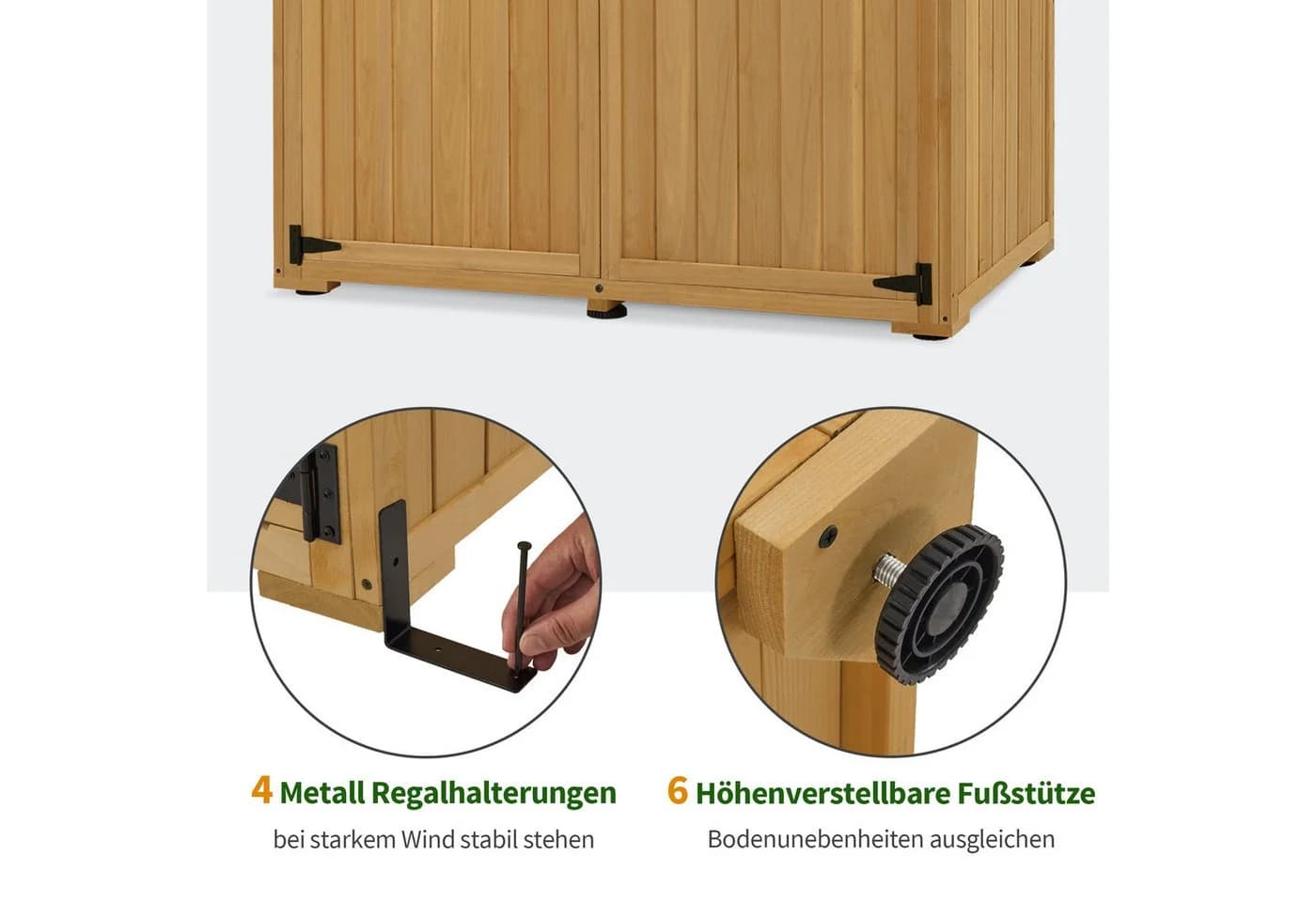 MCombo Gartenschrank Holz Grau Wetterfest - Bild 5