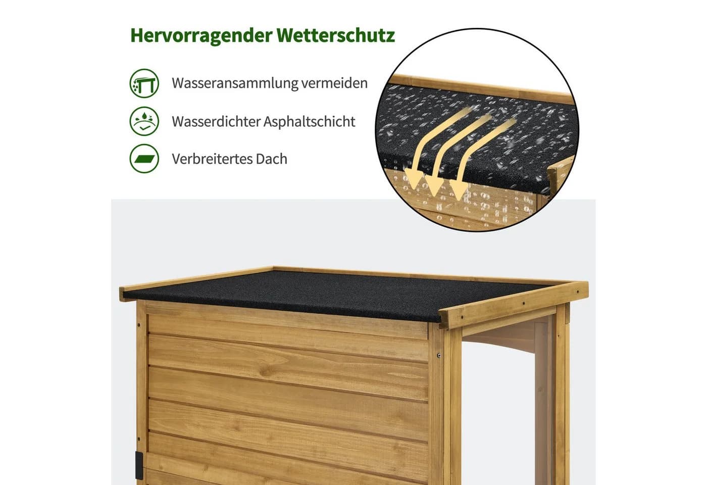 MCombo Gartenschrank Holz Wetterfest mit Ablage - Bild 5