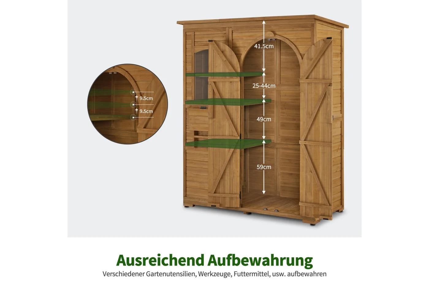 MCombo Gartenschrank Holz 144x73x185 cm mit 3 Regalen Wetterfest - Bild 4