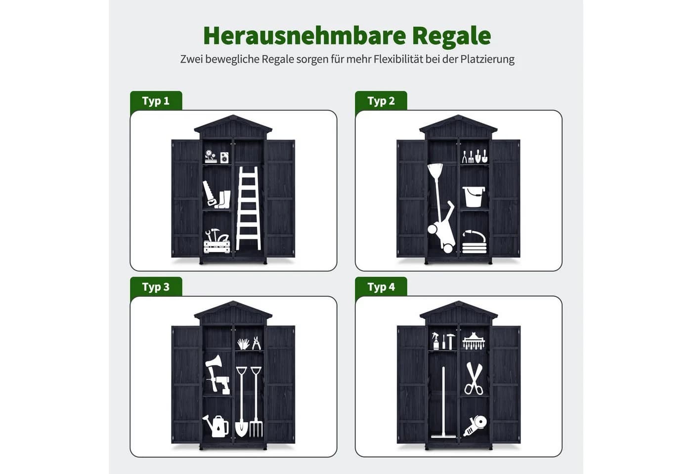 MCombo Gartenschrank Anthrazitgrau 2 Regale - Bild 4