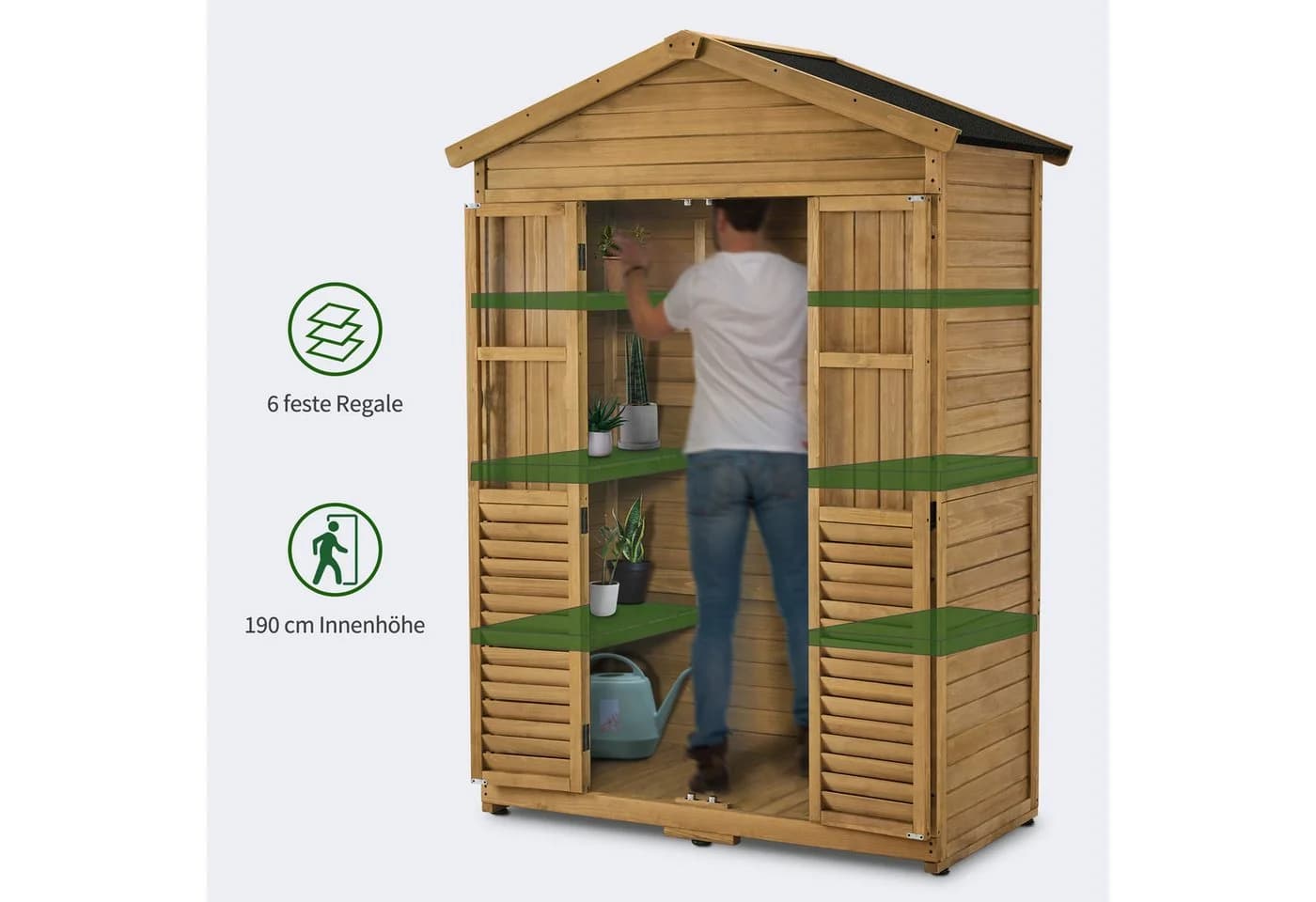 MCombo Gartenschrank 1743D Natur Wetterfest mit 6 Regalen - Bild 4