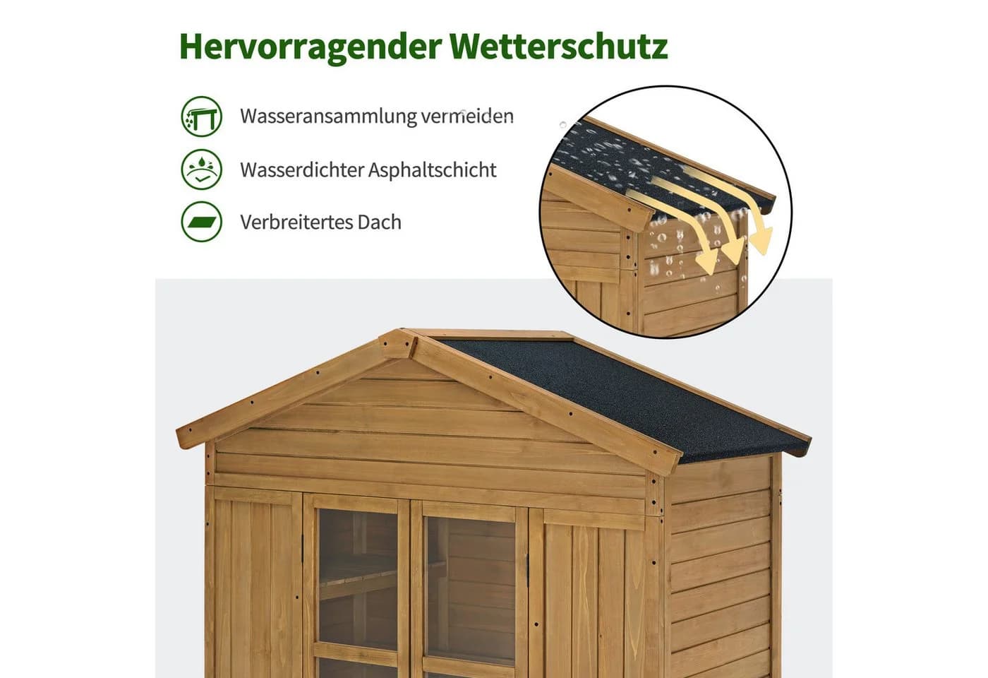 MCombo Gartenschrank 1743D Natur Wetterfest mit 6 Regalen - Bild 5