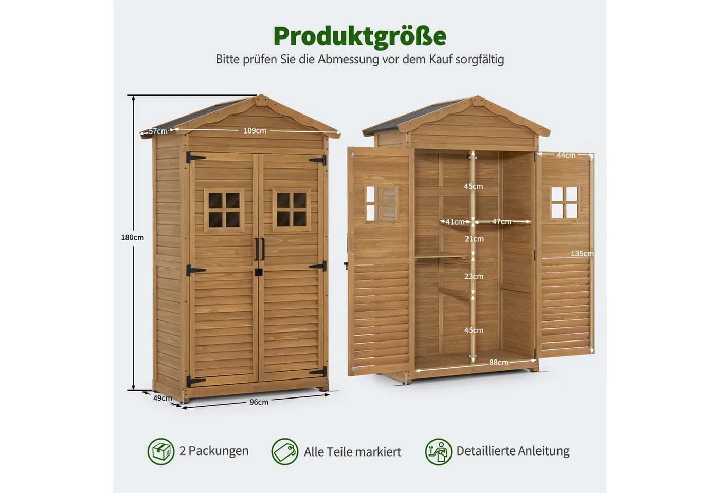 MCombo Gartenschrank Gartenhaus Outdoor Holz - Bild 3