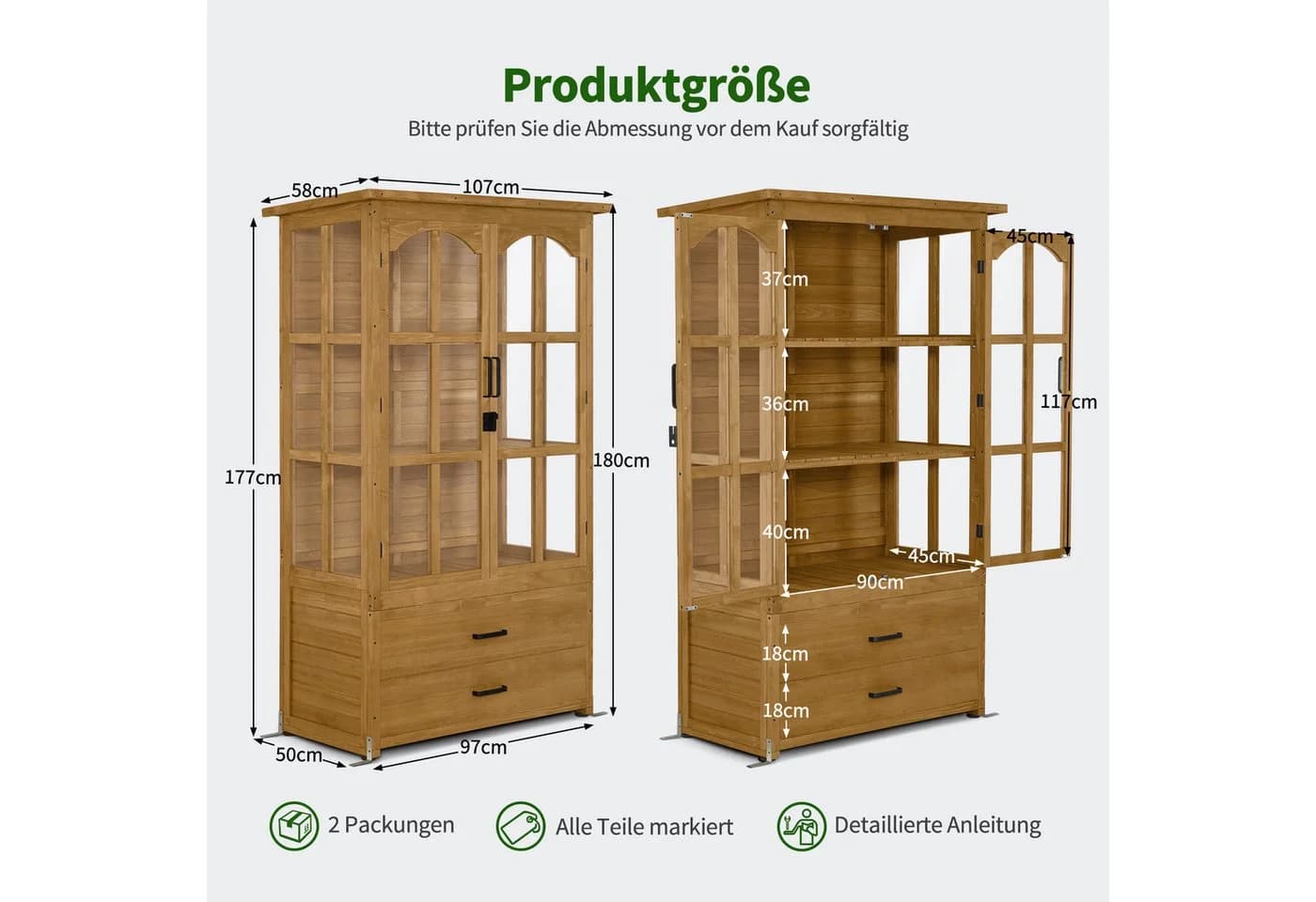 MCombo Gartenschrank aus Tannenholz mit Asphaltdach - Bild 3