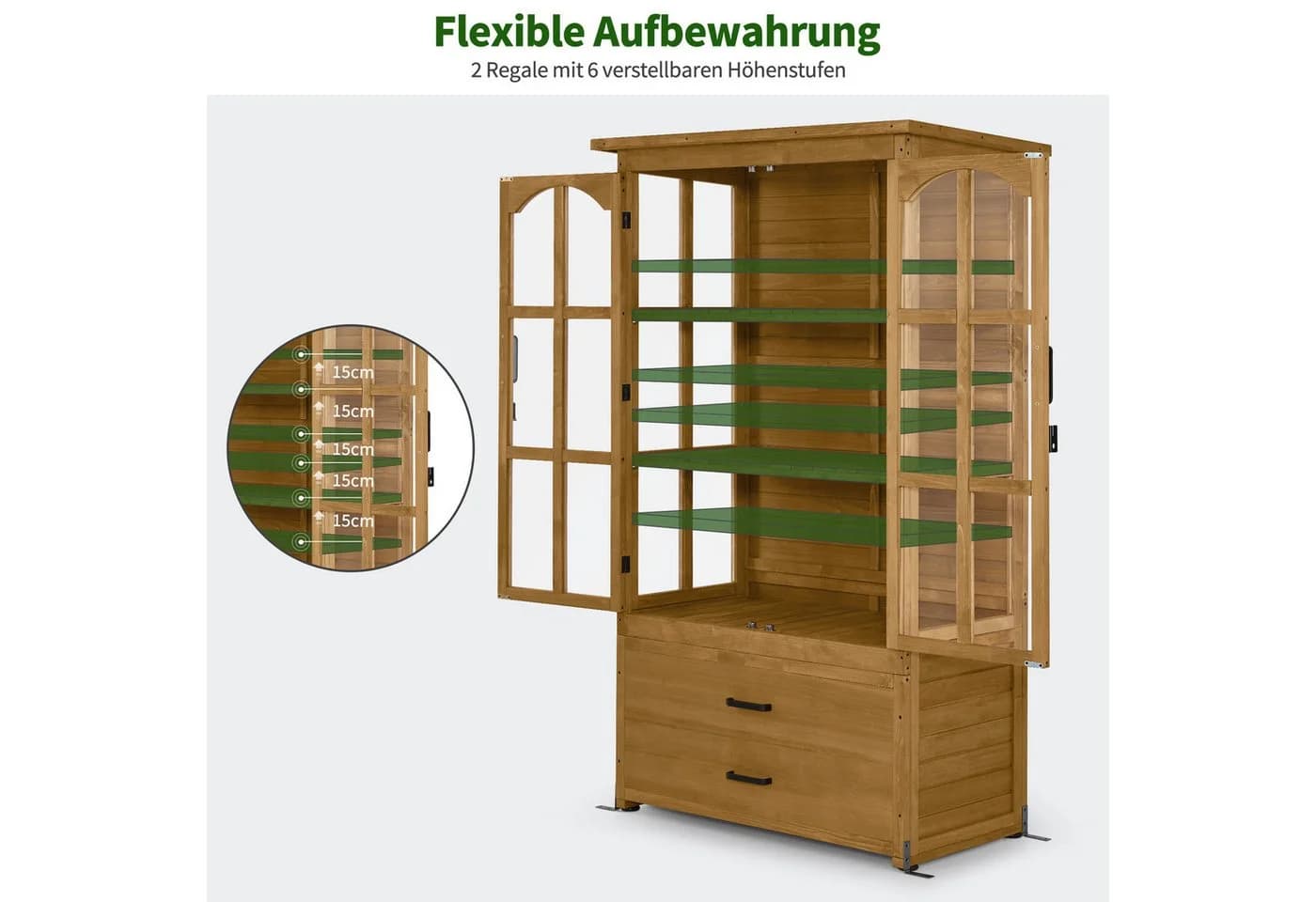 MCombo Gartenschrank aus Tannenholz mit Asphaltdach - Bild 4