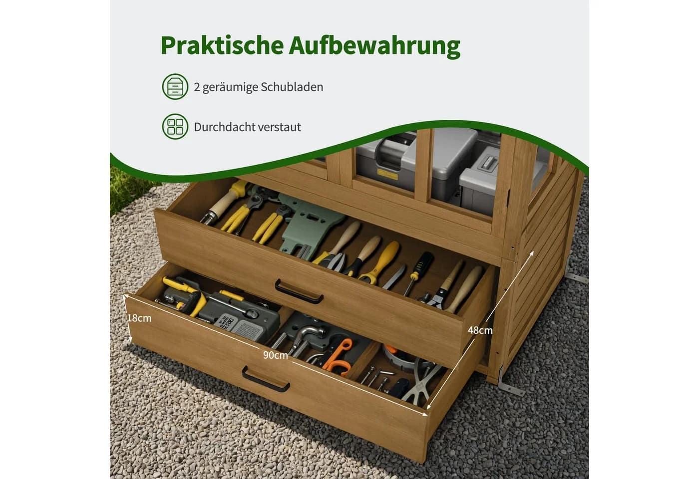 MCombo Gartenschrank aus Tannenholz mit Asphaltdach - Bild 5