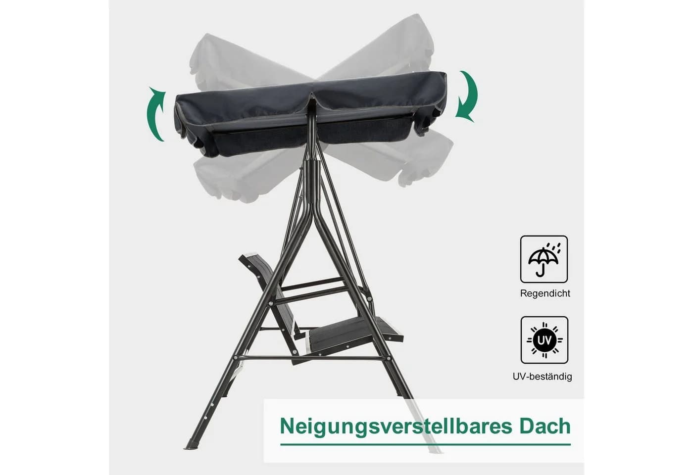 MCombo Hollywoodschaukel 3-Sitzer Grau mit Sonnendach - Bild 4