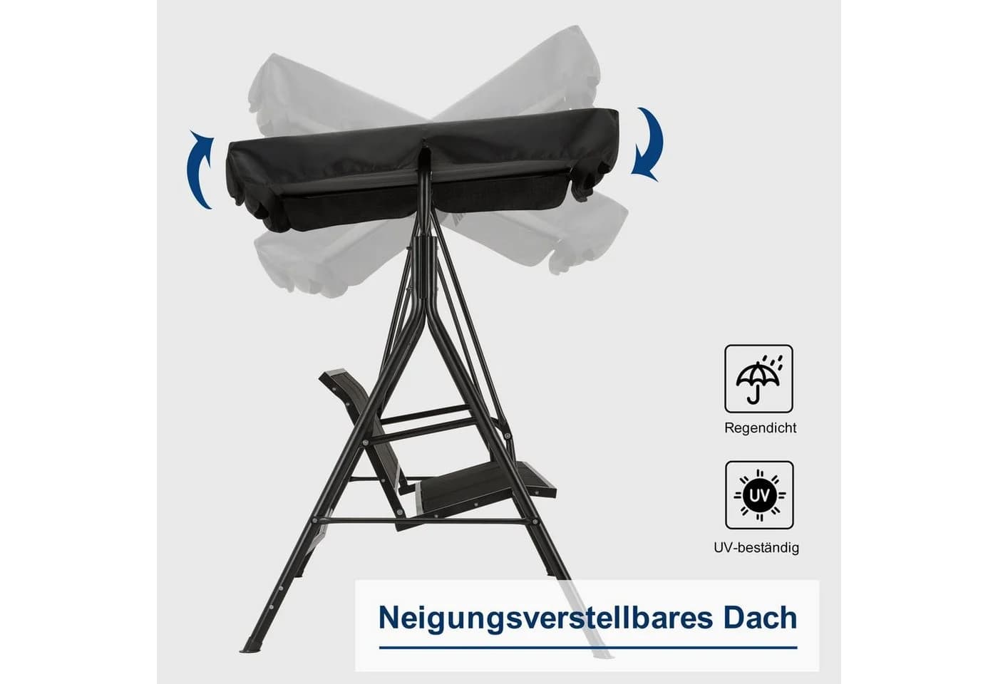 MCombo Hollywoodschaukel 3-Sitzer mit Sonnendach Schwarz - Bild 4