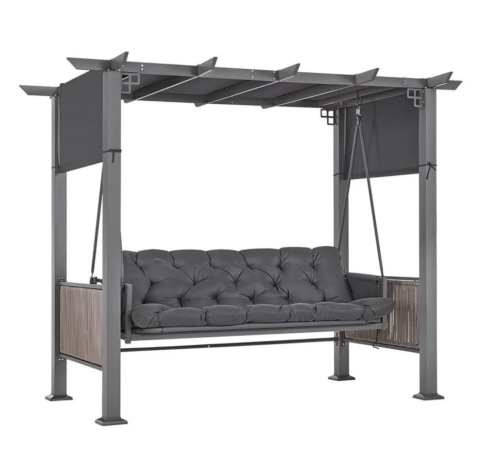 MCombo Hollywoodschaukel 3-Sitzer Grau mit Liegefunktion - Bild 2
