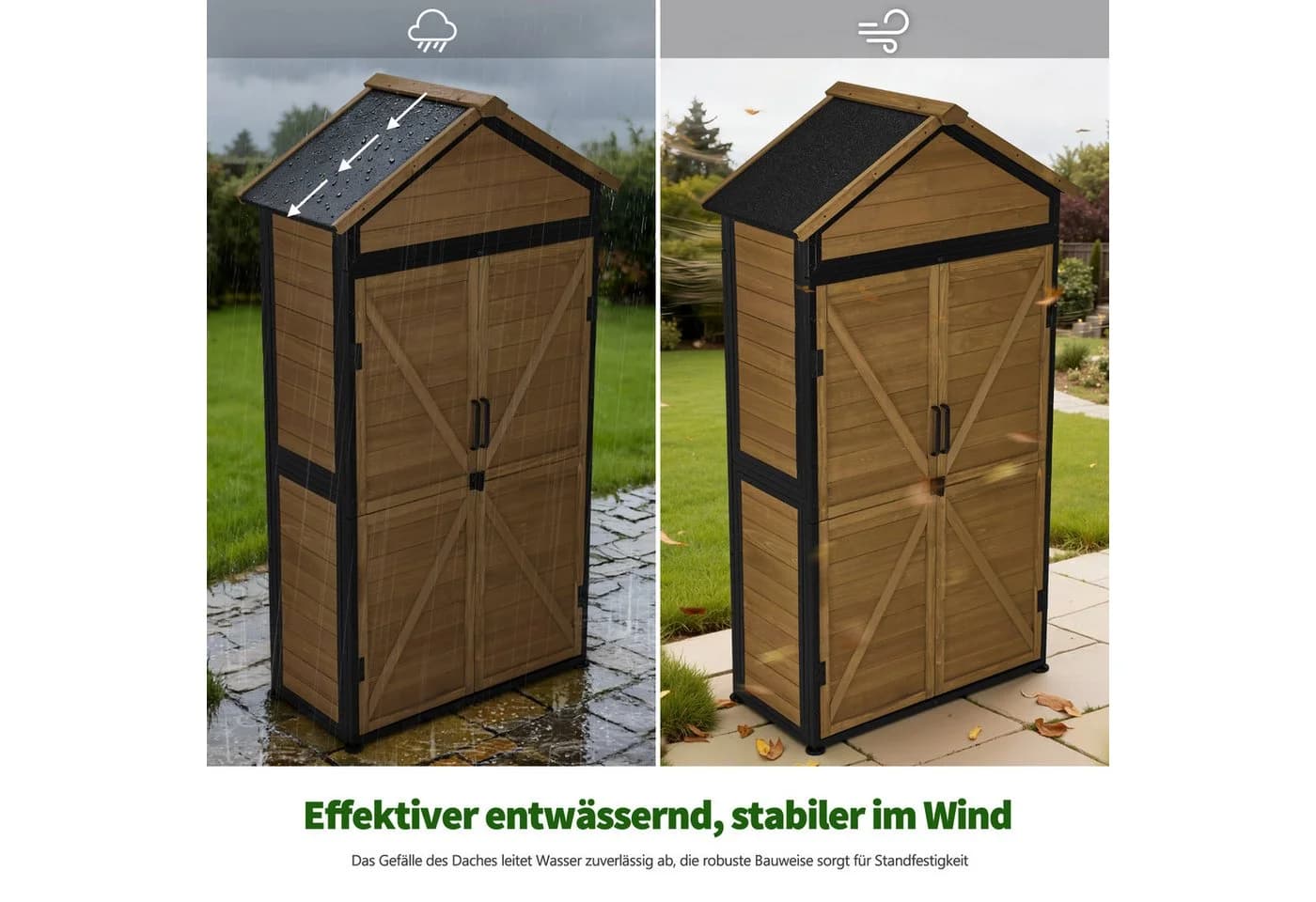MCombo Gartenschrank Gartenhaus Outdoor Holz 45x90x165 cm - Bild 4