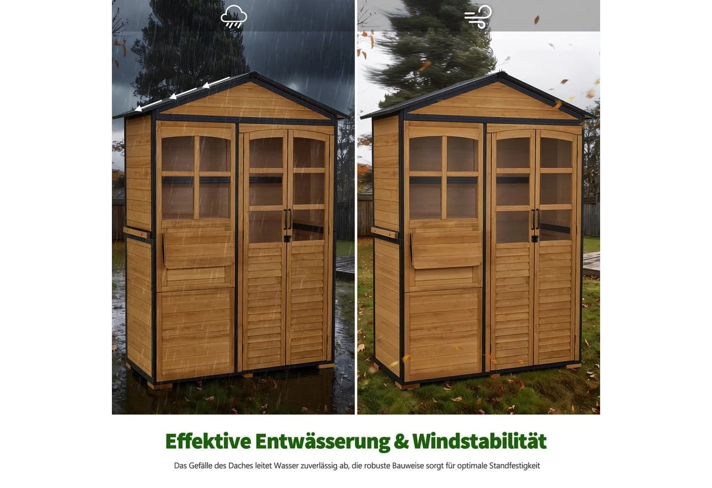 MCombo Gartenschrank Holz Metallgestell Wetterfest Natur - Bild 5