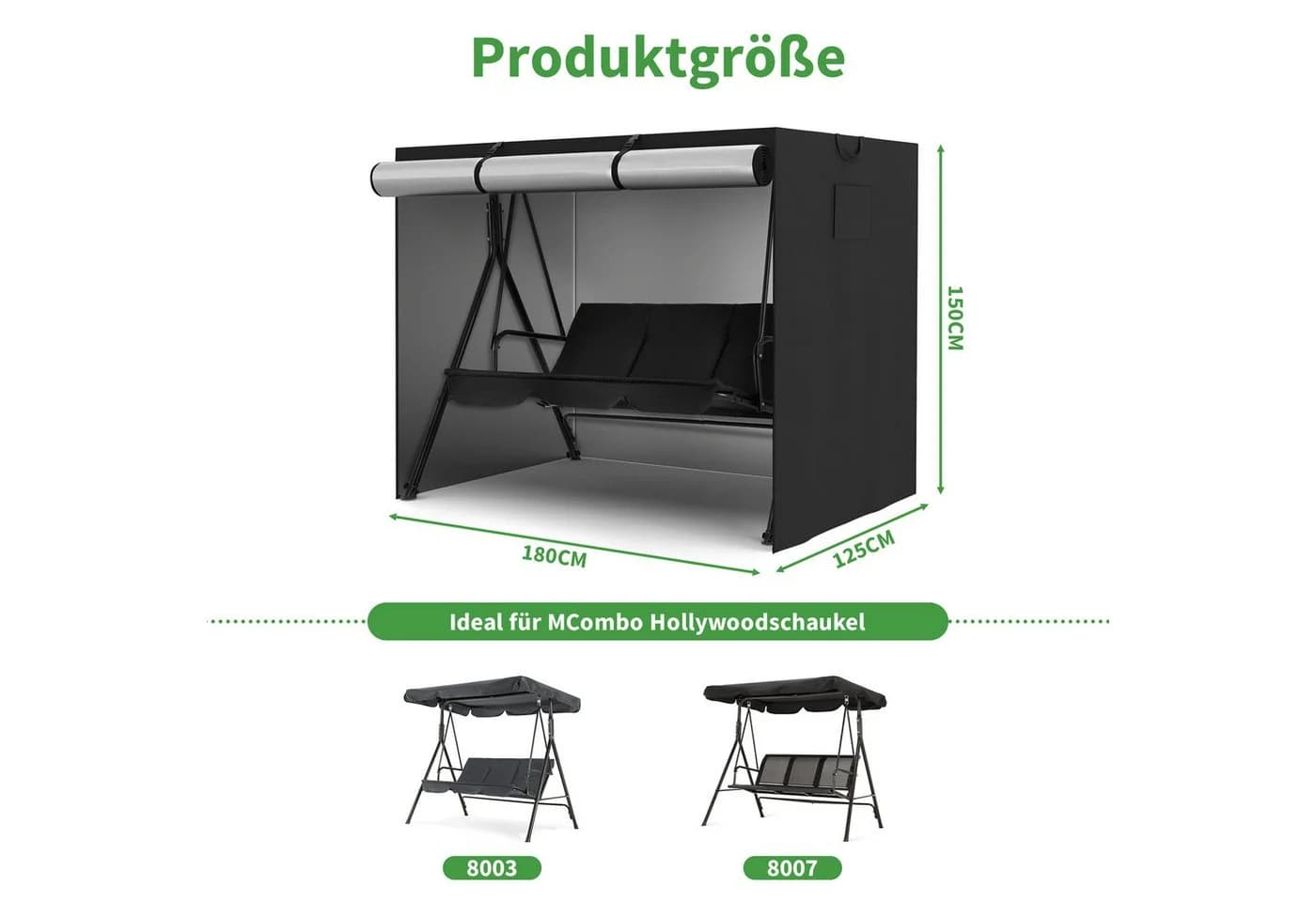 MCombo Abdeckung Hollywoodschaukel 4001/4002 Schwarz Wasserdicht - Bild 3