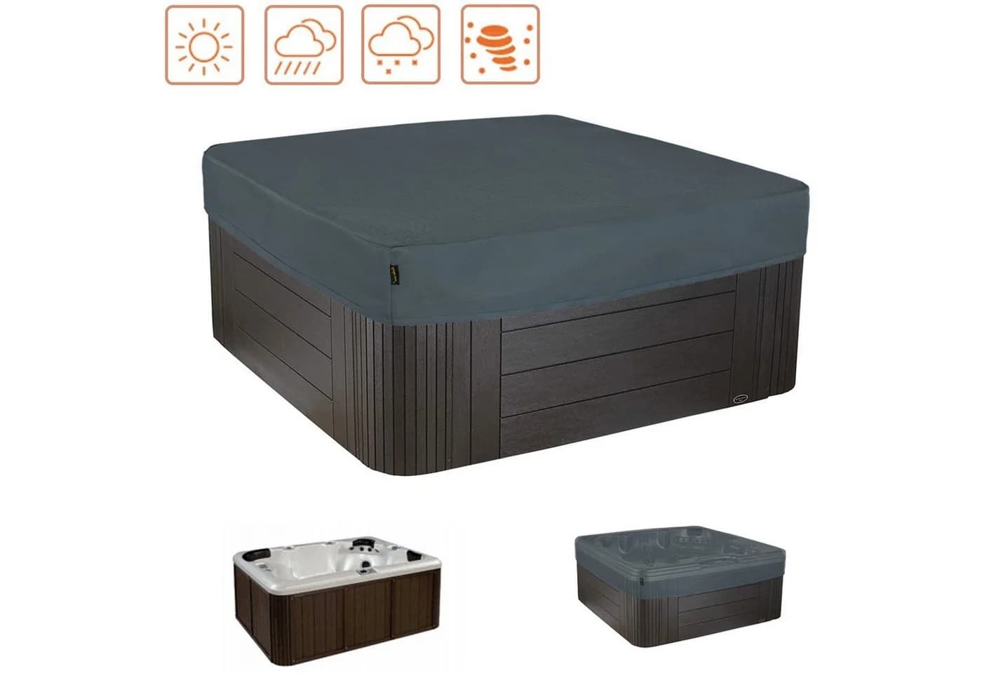 Hentex Rechteckige Allwetter Whirlpool Abdeckung Polyester 300D - Bild 2