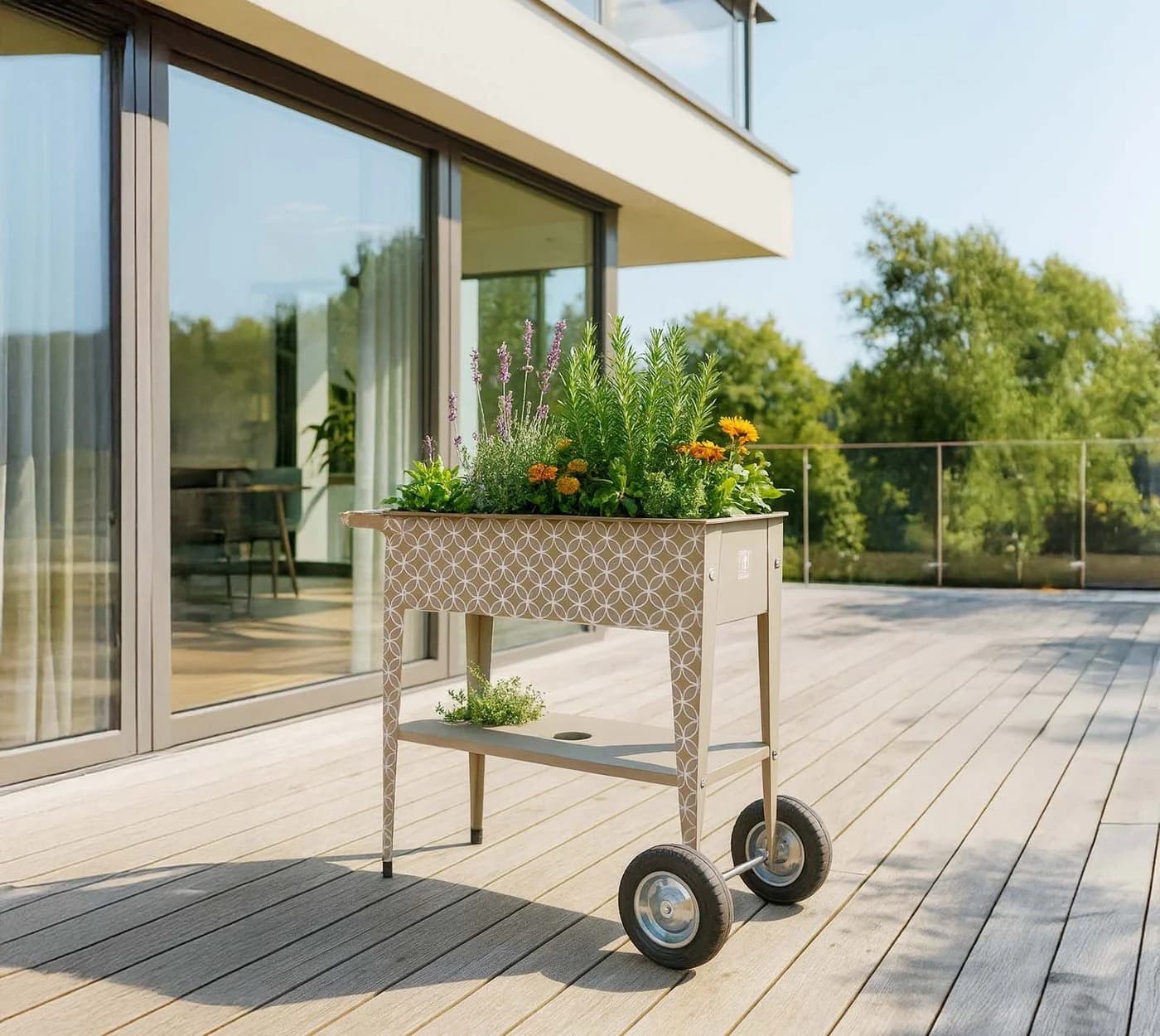 Herstera Garden Hochbeet Barcelona Taupe mit Rollen