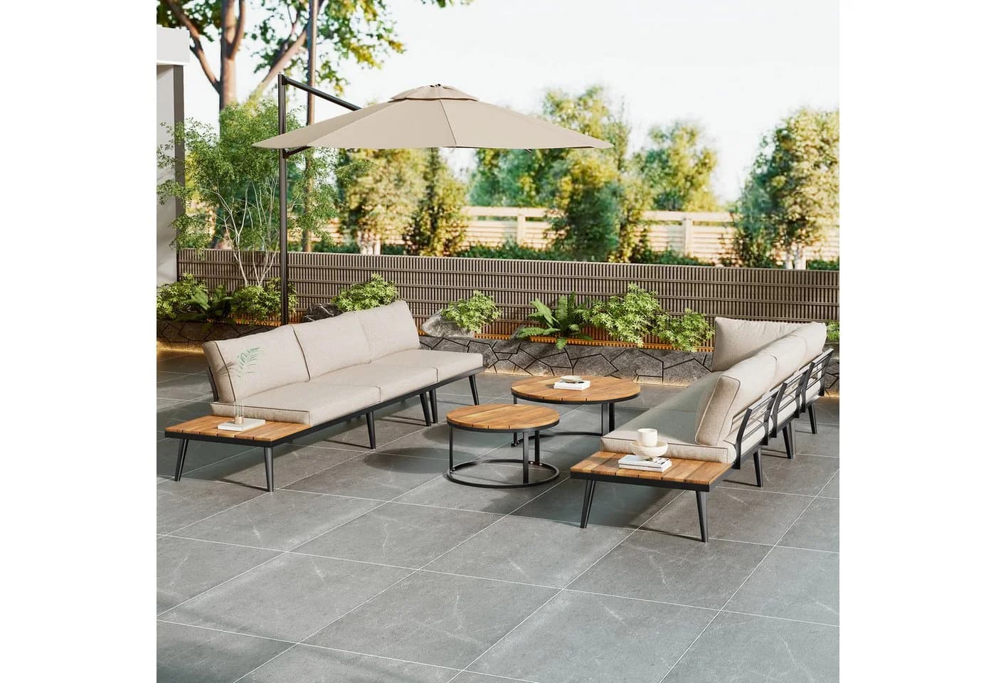 Celya Gartenlounge-Set 6-tlg. Beige Verzinktes Eisen - Bild 2