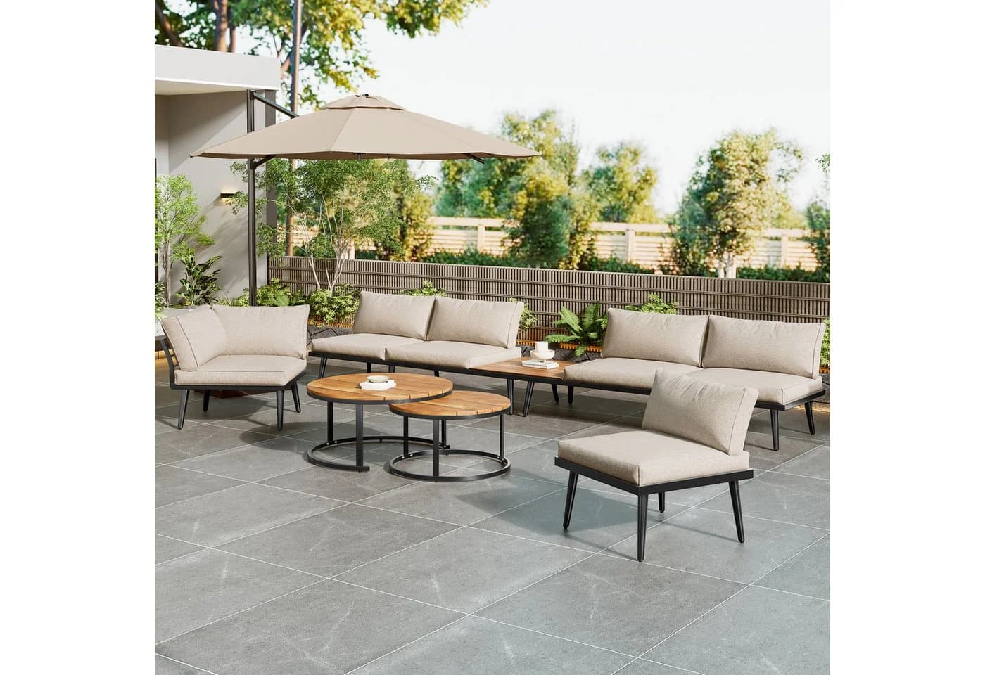 Celya Gartenlounge-Set 6-tlg. Beige Verzinktes Eisen - Bild 3