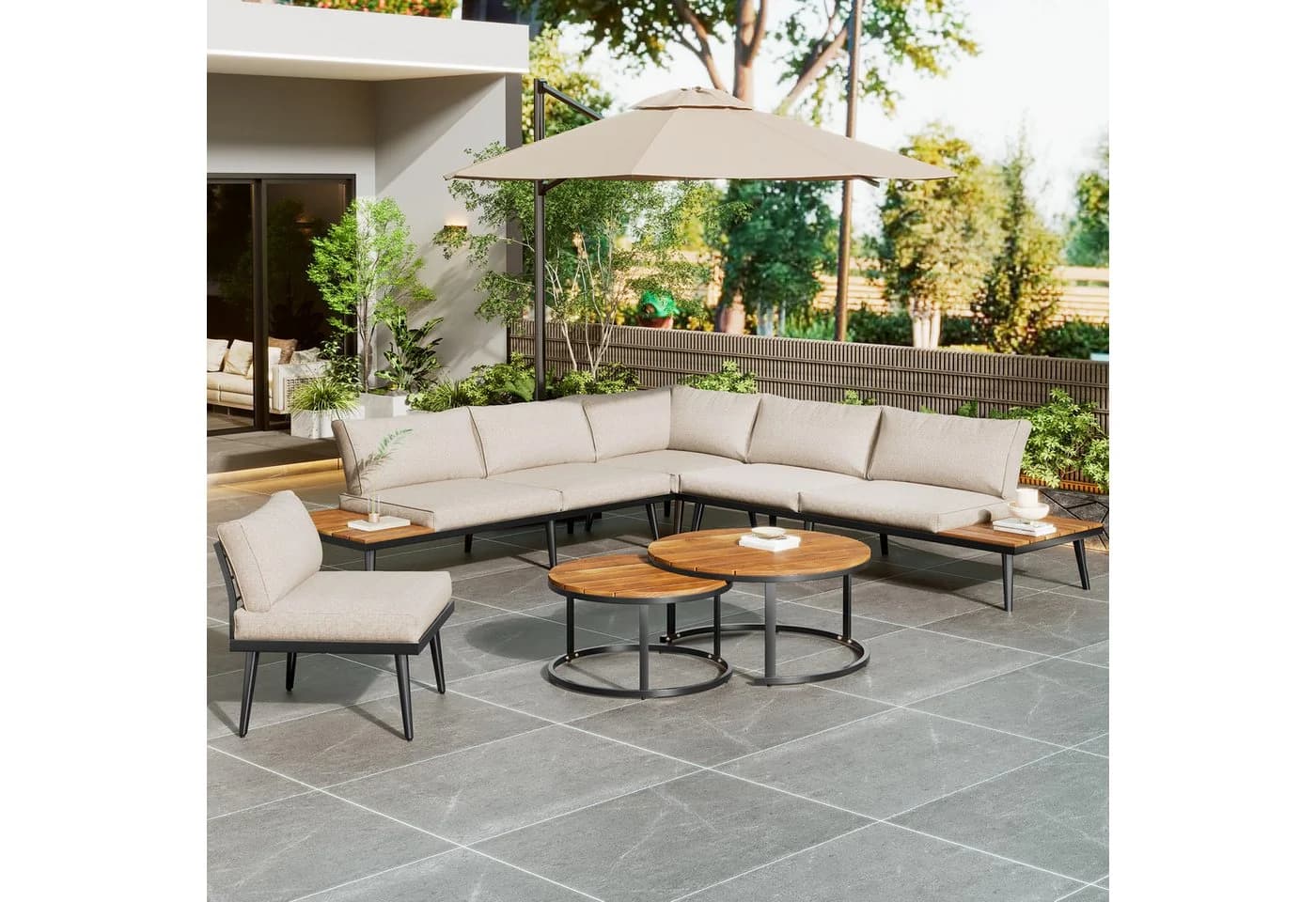 Celya Gartenlounge-Set 6-tlg. Beige Verzinktes Eisen - Bild 4