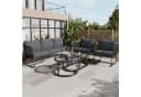 Celya Gartenlounge-Set 5-tlg. Grau Seil mit Glasplatte Bild 3