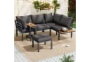 Celya Gartenlounge-Set 4-tlg. Grau/Schwarz mit Sofa, Beistelltisch & Couchtisch Bild 2